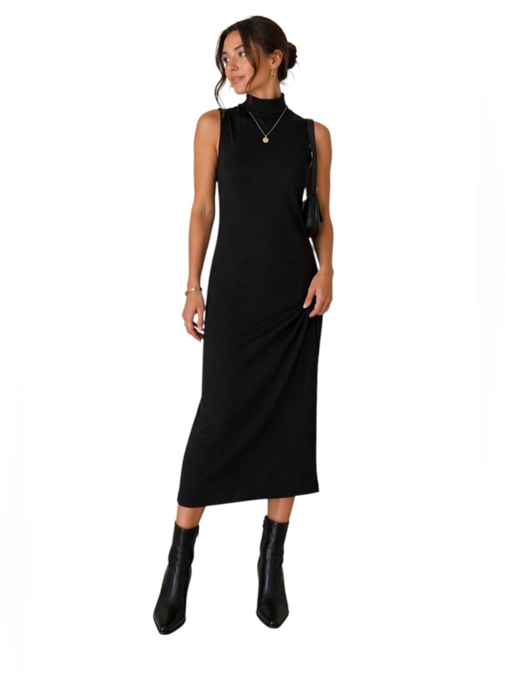 A New‎ Day Black Turtleneck Midi Dress NWT Small